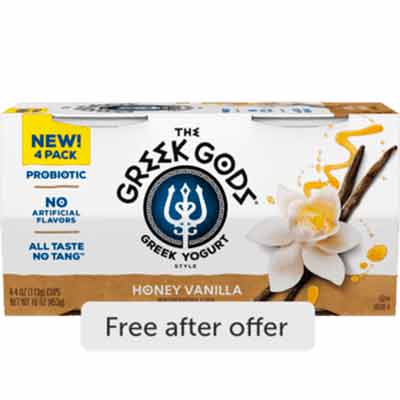 free 4 pack of greek gods yogurt - FREE 4-pack of Greek Gods Yogurt