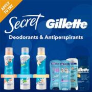 free secret and gillette deodorants antiperspirants 180x180 - FREE Secret and Gillette Deodorants & Antiperspirants