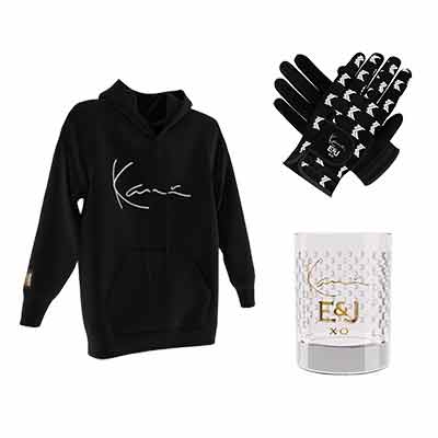 free karl kani x ej xo hoodie gloves drinking glass - FREE Karl Kani x E&J XO Hoodie, Gloves & Drinking Glass
