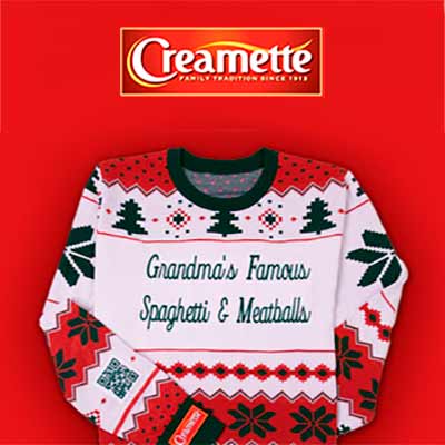 free creamette holiday sweater years supply of pasta - FREE Creamette Holiday Sweater & Year's Supply of Pasta