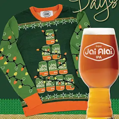 free jai alai ugly sweater glassware set - FREE Jai Alai Ugly Sweater & Glassware Set